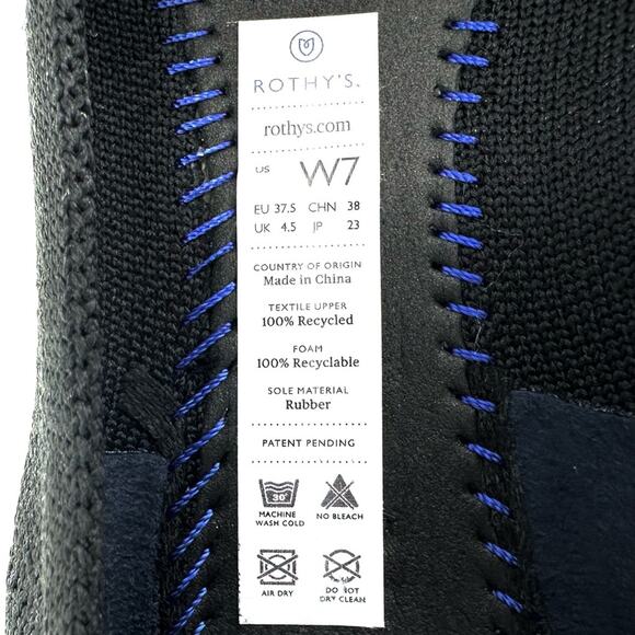 Rothy's Ballet Flats Size 7 Black Knit Eco-Friendly Sustainable Vegan Round-Toe - Picture 6 of 13